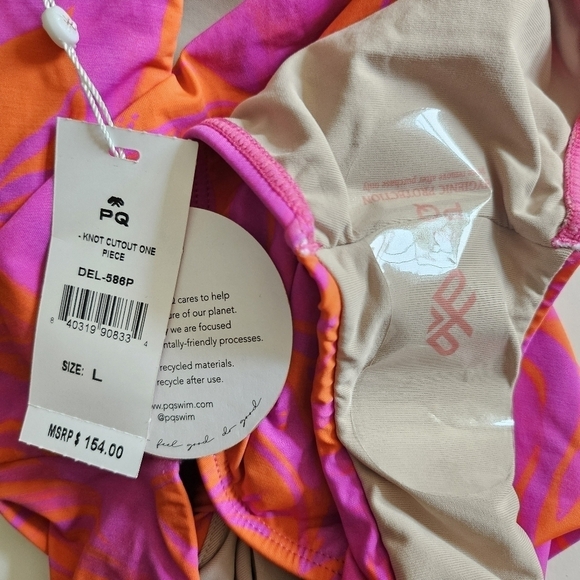 New PQ Swim Del Mar Palms Print Knot Cutout One-Piece Swimsuit NWT Large - Picture 13 of 14